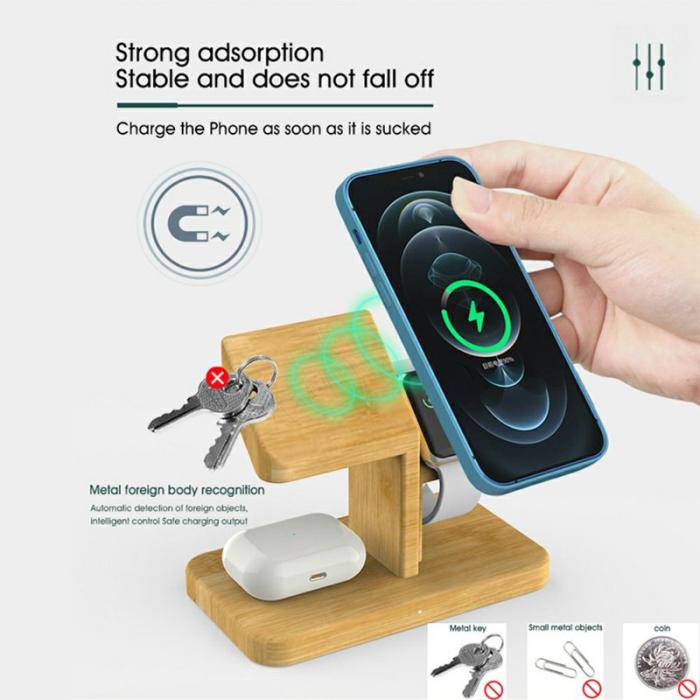 OEM - RX-2201 3-i-1 Magnetisk Trådlös Laddare för Apple Watch, iPhone, AirPods