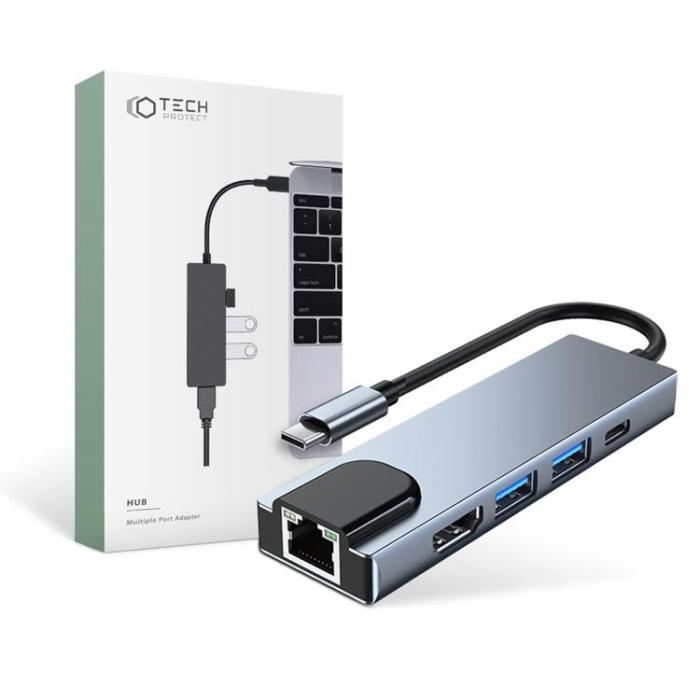 Tech-Protect - Tech-Protect V3-Hub Adapter 5in1 - Grå