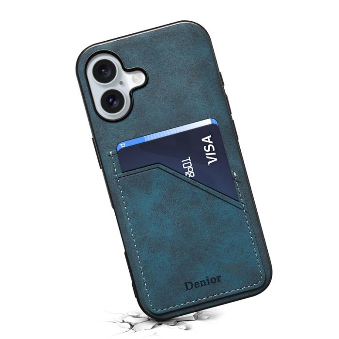 DENIOR - DENIOR Mobilskal till iPhone 17 PU-läder + TPU + PC - Blå