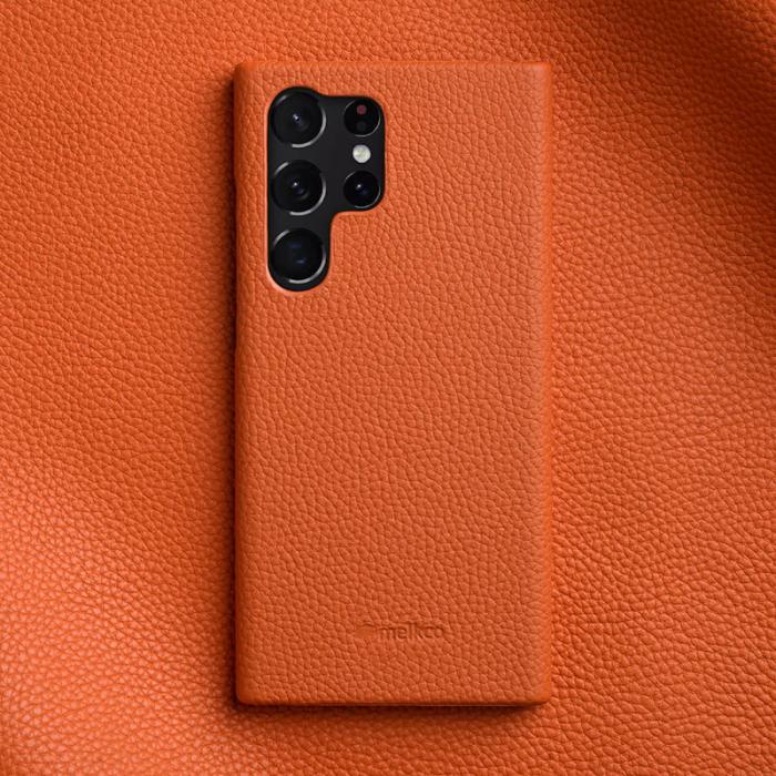 Melkco - MELKCO Mobilskal för Samsung Galaxy S23 Ultra, Äkta läder, Orange