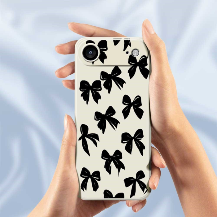 A-One Brand - iPhone Air Mobilskal Bow Pattern Printing Straight - Beige