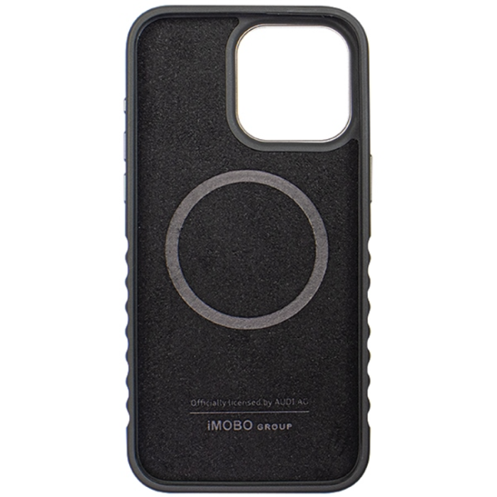 Audi - Audi iPhone 14 Pro Max Mobilskal Magsafe Genuine Läder - Svart/Röd
