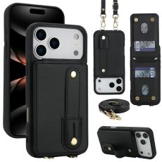 A-One Brand - iPhone 17 Pro Max Mobilskal korthållare Med Axelrem - Svart