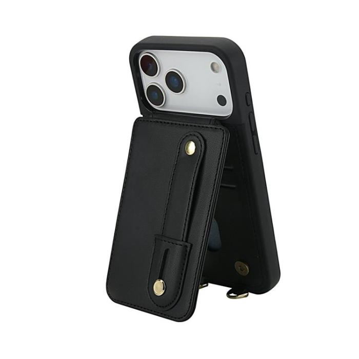 A-One Brand - iPhone 17 Pro Max Mobilskal korthållare Med Axelrem - Svart