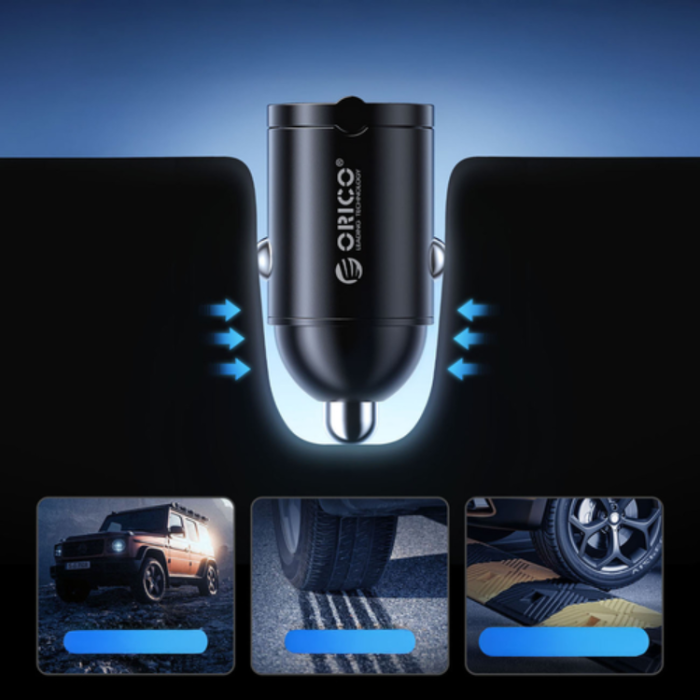ORICO - ORICO MiniRing Billaddare 30W USB-A + USB-C - Svart