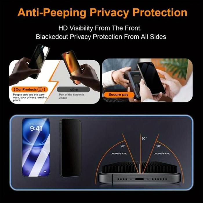 A-One Brand - Härdat glas Skärmskydd För iPhone 13 Pro Max Anti-Spy med Installationsverktyg