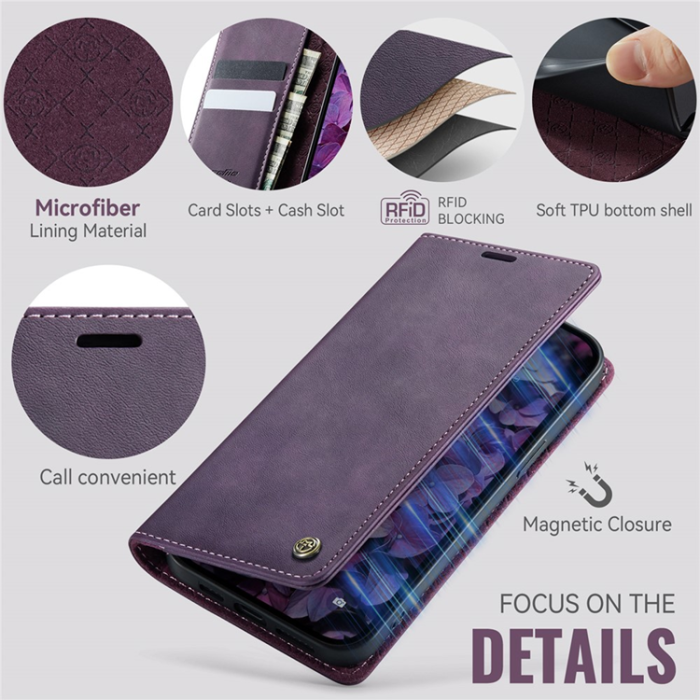 Caseme - Caseme iPhone 16e Plånboksfodral RFID Blocking - Lila