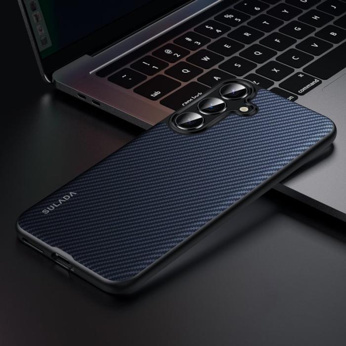 SULADA - SULADA Mobilskal till Galaxy S25+ MagSafe Metallram PU+TPU Blå
