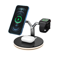 A-One Brand - 3-in-1 Tr&aring;dl&ouml;s Laddare Magsafe iPhone 25W, Apple Watch, AirPods - Svart