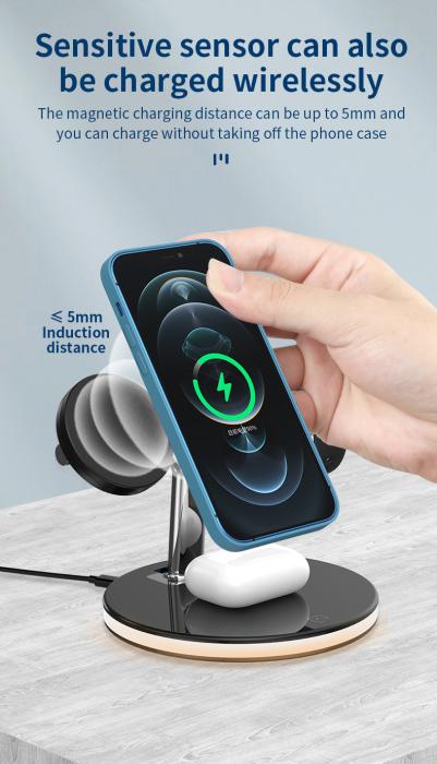A-One Brand - 3-in-1 Trådlös Laddare Magsafe iPhone 25W, Apple Watch, AirPods - Vit
