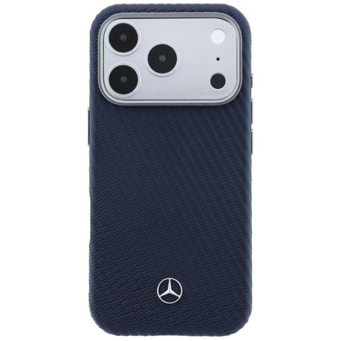 Mercedes - Mercedes Mobilskal för iPhone 17 Pro Max MagSafe Läder Wood Effect - Marinblå
