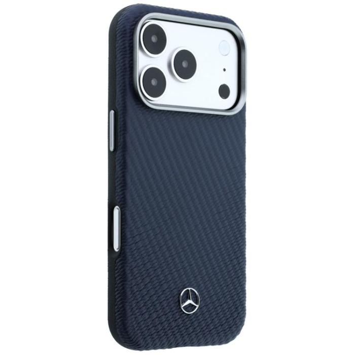 Mercedes - Mercedes Mobilskal för iPhone 17 Pro Max MagSafe Läder Wood Effect - Marinblå
