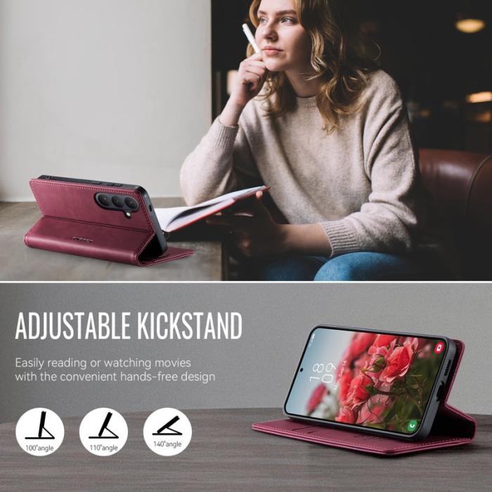 Caseme - CaseMe Plånboksfodral för Samsung Galaxy S26 Konstläder RFID - Röd