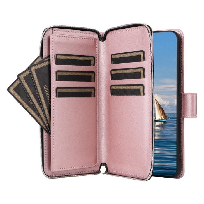 OEM - Plånboksfodral för Samsung Galaxy S26 Dragkedja Konstläder - Roséguld