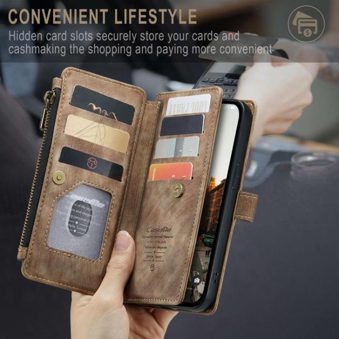 Caseme - CASEME iPhone 14 Pro Max Plånboksfodral C30 Zipper - Brun