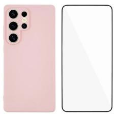 WANLONFENG - WANLONFENG Mobilskal f&ouml;r Samsung Galaxy S26 Ultra TPU med h&auml;rdat glas - Rosa
