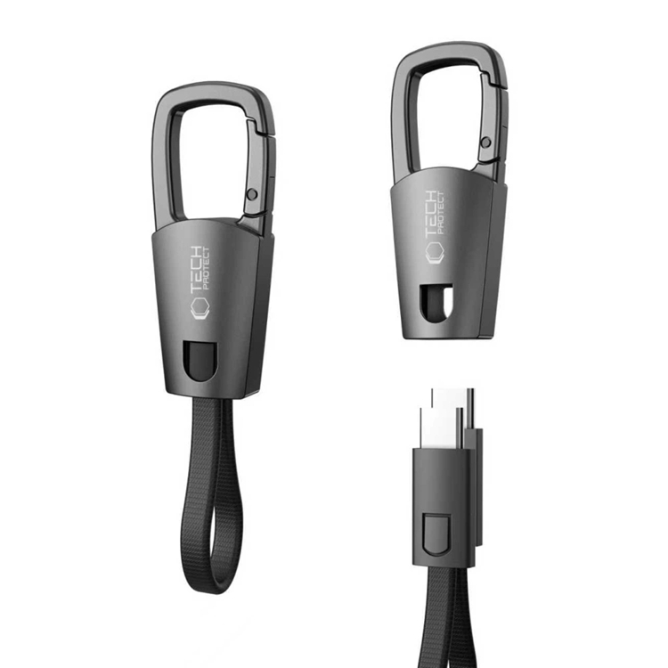 Tech-Protect USB-C till USB-C Kabel Nyckelring 60W - Iron Grå | 3541 | AlltMobil