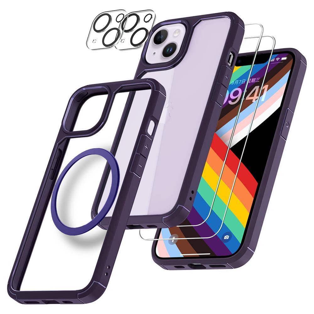 [6in1] BOOM iPhone 14 Plus Skal - Kameralinsskydd - Härdat Glas - MagSafe Ring | 2353 | AlltMobil