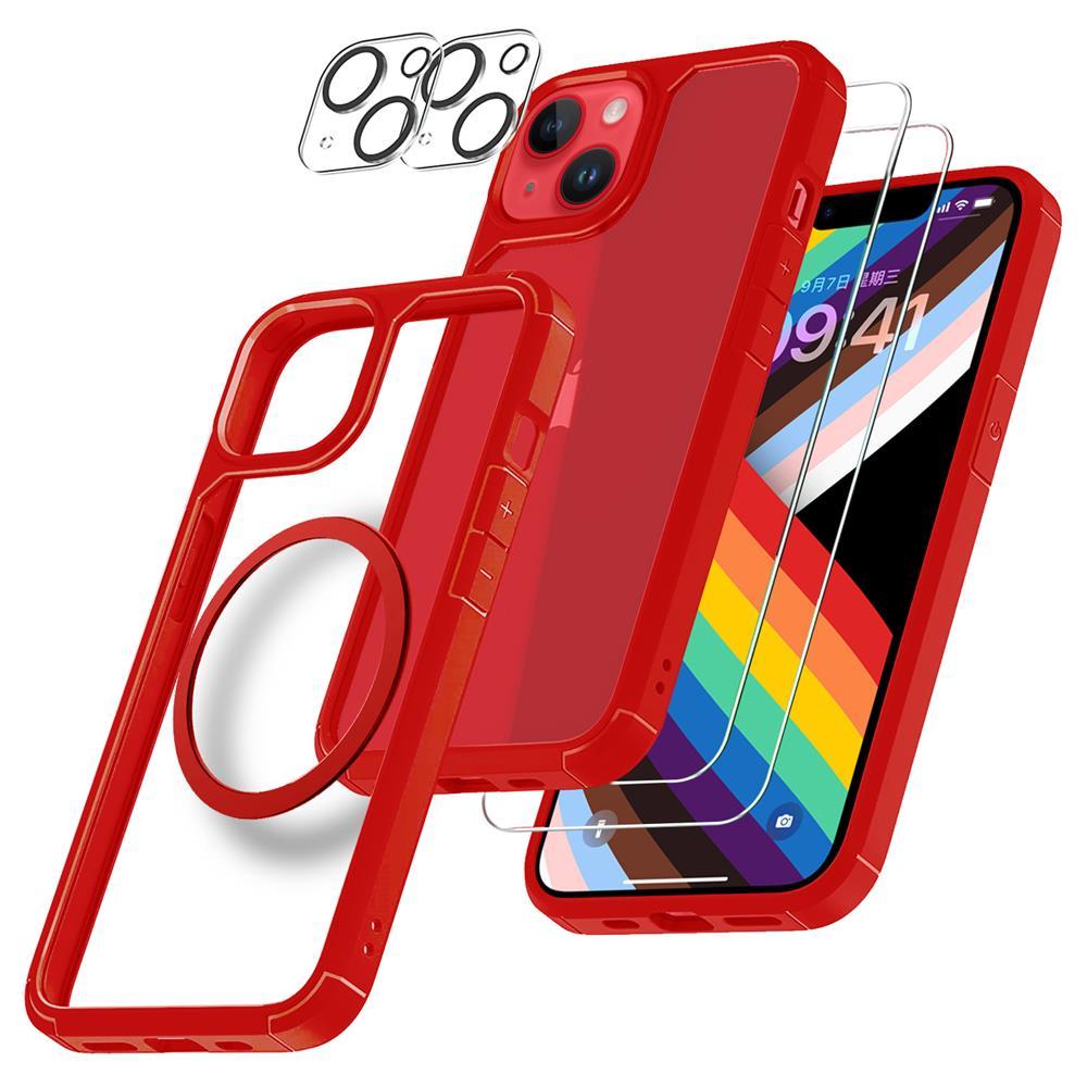 [6in1] BOOM iPhone 14 Plus Skal - Kameralinsskydd - Härdat Glas - MagSafe Ring | 2353 | AlltMobil