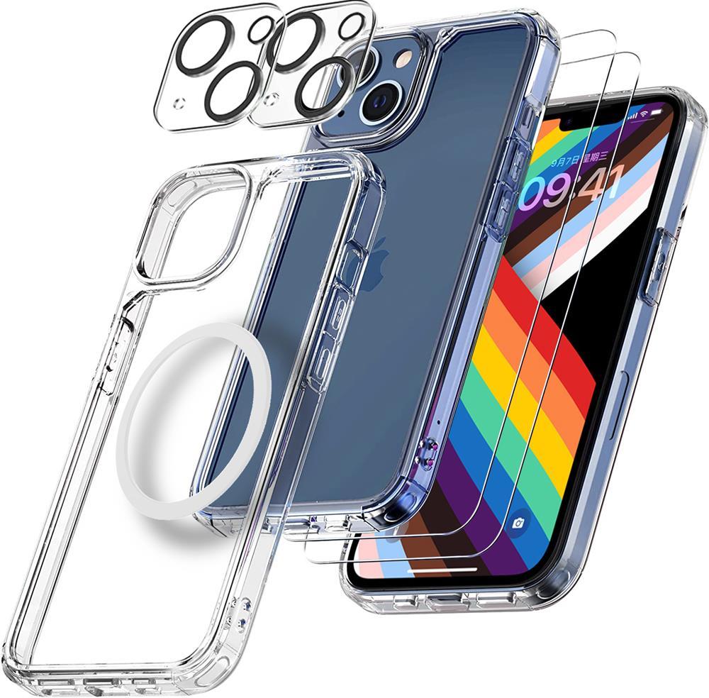 [6in1] BOOM iPhone 14 Plus Skal - Kameralinsskydd - Härdat Glas - MagSafe Ring | 2353 | AlltMobil