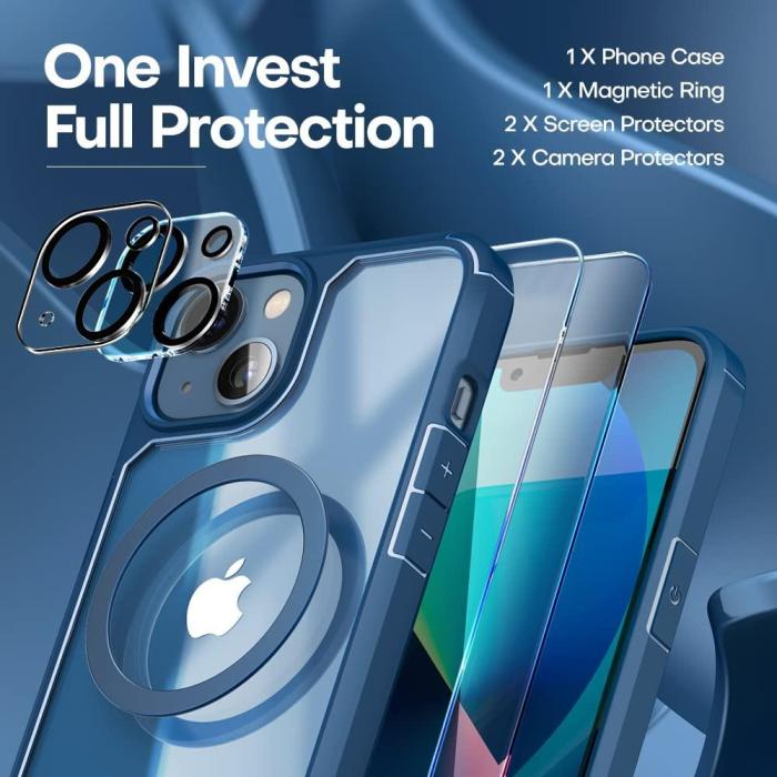Boom of Sweden - [6in1] BOOM iPhone 14 Plus Skal - Kameralinsskydd - Härdat Glas - MagSafe Ring
