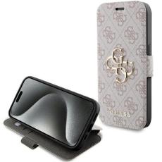 Guess - Guess iPhone 15 Pro Pl&aring;nboksfodral Metall Logo - Rosa