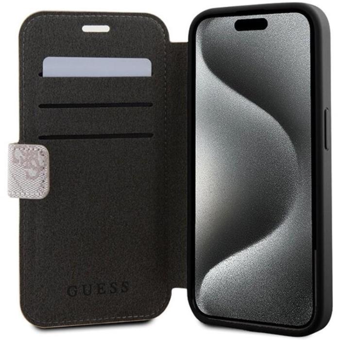 Guess - Guess iPhone 15 Pro Plånboksfodral Metall Logo - Rosa