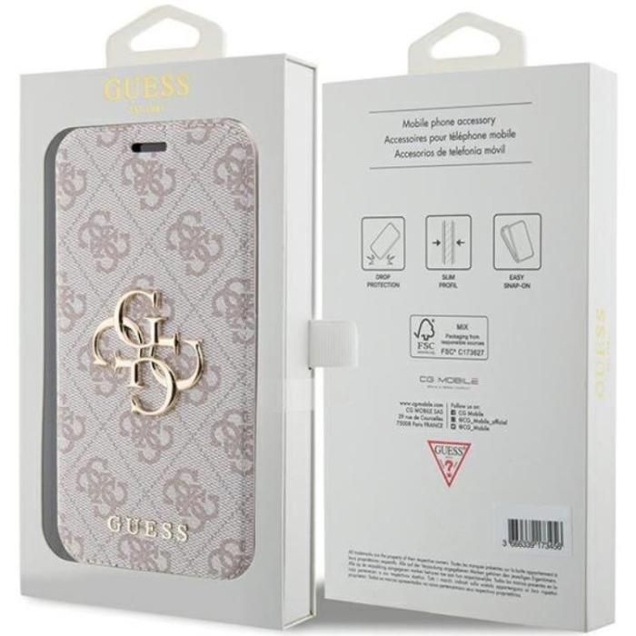 Guess - Guess iPhone 15 Pro Plånboksfodral Metall Logo - Rosa