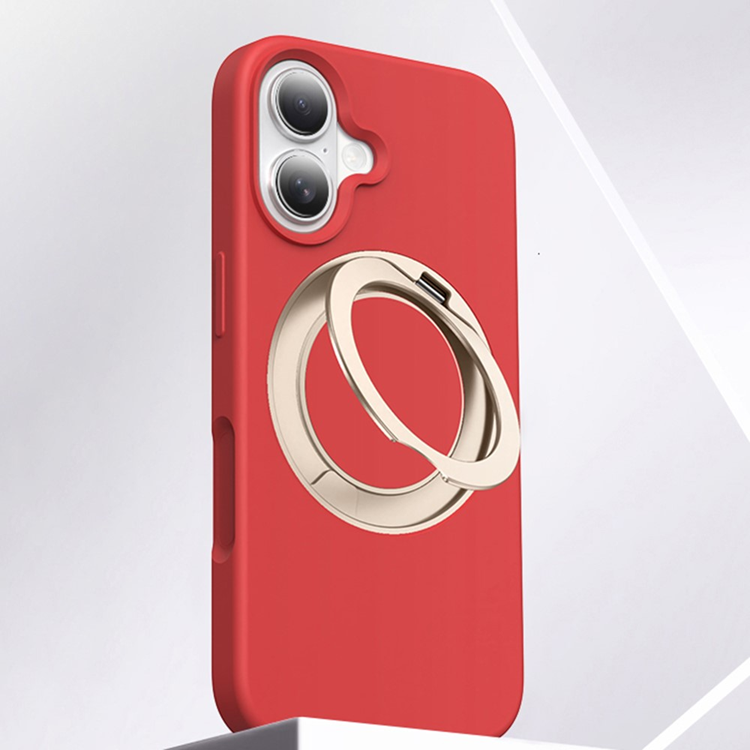 iPhone 16 Mobilskal MagSafe Silikon Roterande Kickstand (Röd) | 2353 | AlltMobil