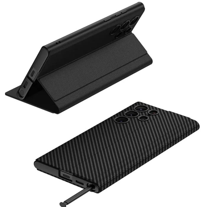 GKK - GKK Galaxy S23 Ultra Mobilfodral Magnetic PU-Läder - Svart