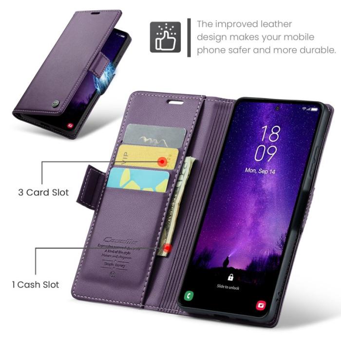 Caseme - CASEME Plånboksfodral Konstläder till Samsung Galaxy S24 FE - Lila