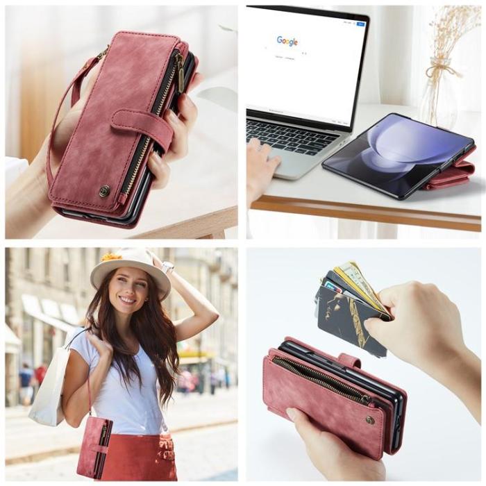 Caseme - CASEME Galaxy Z Fold 5 Plånboksfodral C30 Zipper - Röd