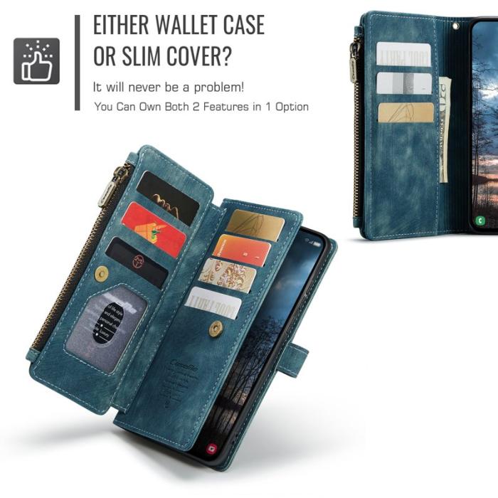 Caseme - CASEME C30 Plånboksfodral för Samsung Galaxy S25 Edge Blå Konstläder