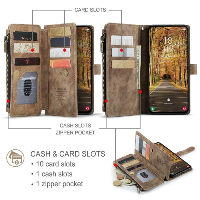 Caseme - CASEME Konstläder Plånboksfodral för Samsung Galaxy S25 Edge - Brun