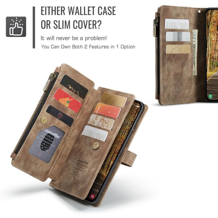 Caseme - CASEME Konstläder Plånboksfodral för Samsung Galaxy S25 Edge - Brun