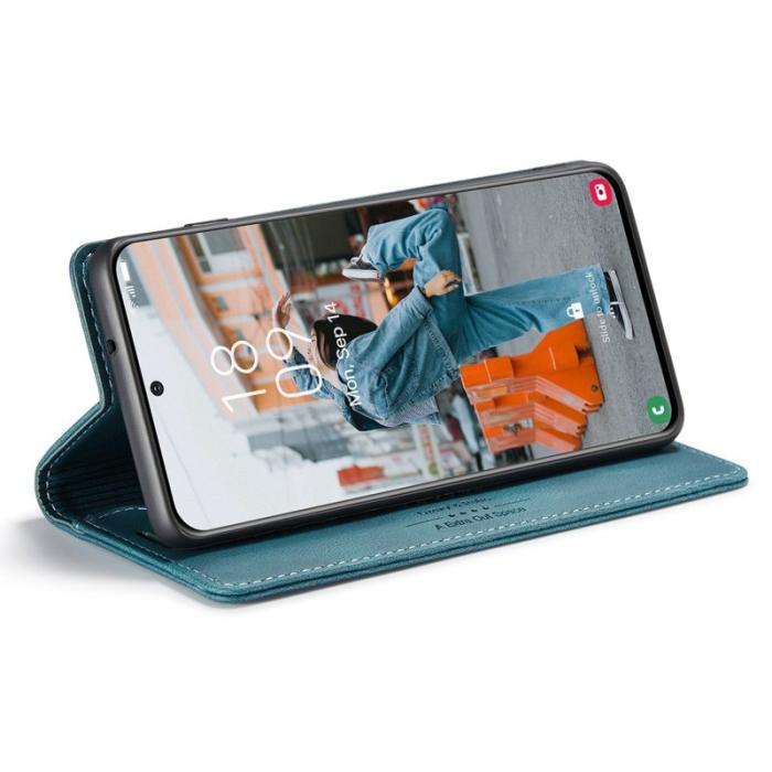 AUTSPACE - AUTSPACE A01 för Samsung Galaxy S22 5G Plånboksfodral Konstläder - Blå