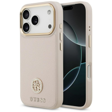 Guess - Guess iPhone 17 Pro Mobilskal Magsafe Grained Strass Logo - Rosa