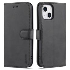 AZNS - AZNS iPhone 15 Plus Pl&aring;nboksfodral St&auml;ll Konstl&auml;der - Svart