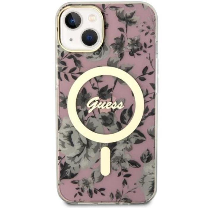 Guess - Guess iPhone 14 Mobilskal MagSafe Flower - Rosa