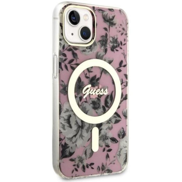 Guess - Guess iPhone 14 Mobilskal MagSafe Flower - Rosa