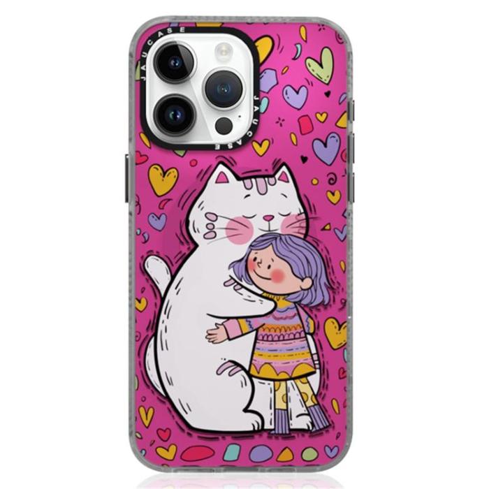JAUCASE - JAUCASE iPhone 15 Pro Mobilskal MagSafe Cartoon Cat - Rosa