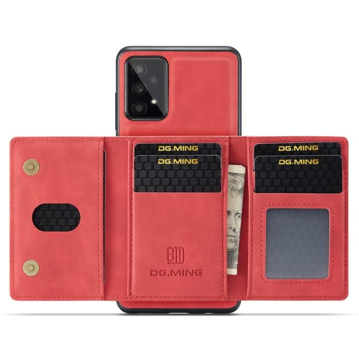 DG.MING - DG.MING 2-in-1 Konstläder Plånboksfodral Samsung Galaxy A53 Röd