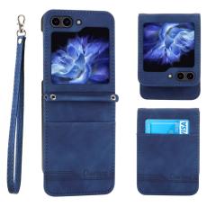 DIERFENG - DIERFENG DF-03 Konstl&auml;der Pl&aring;nboksfodral f&ouml;r Samsung Galaxy Z Flip7 FE 5G - Bl&aring;