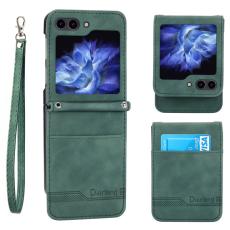 DIERFENG - DIERFENG DF-03 Konstl&auml;der Pl&aring;nboksfodral f&ouml;r Samsung Galaxy Z Flip7 FE 5G - Gr&ouml;n