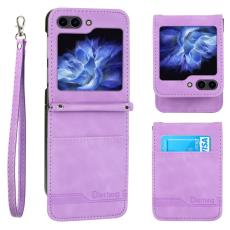 DIERFENG - DIERFENG DF-03 Konstl&auml;der Pl&aring;nboksfodral f&ouml;r Samsung Galaxy Z Flip7 FE 5G - Lila