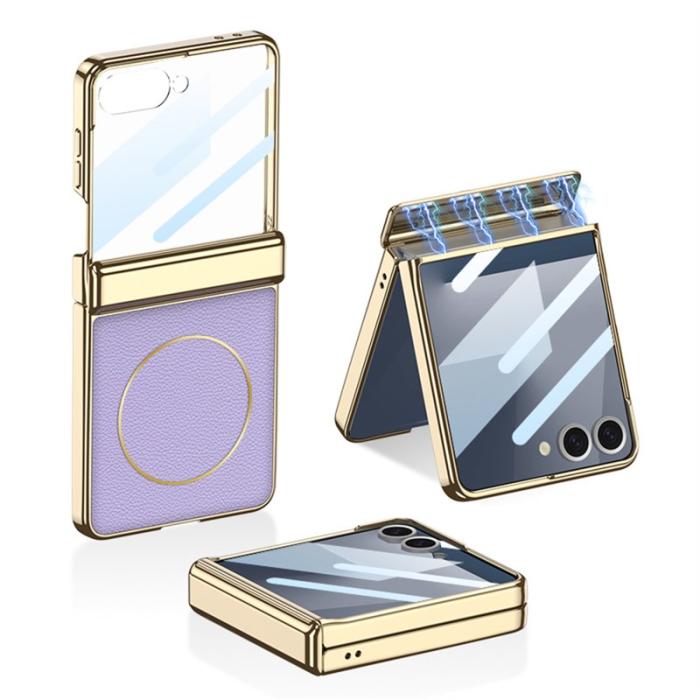 GKK - GKK Samsung Galaxy Z Flip7 Fodral - Magnetiskt PU PC - Lila