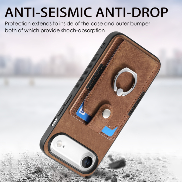 A-One Brand - iPhone Air Mobilskal med Korthållare Läder Kickstand - Brun