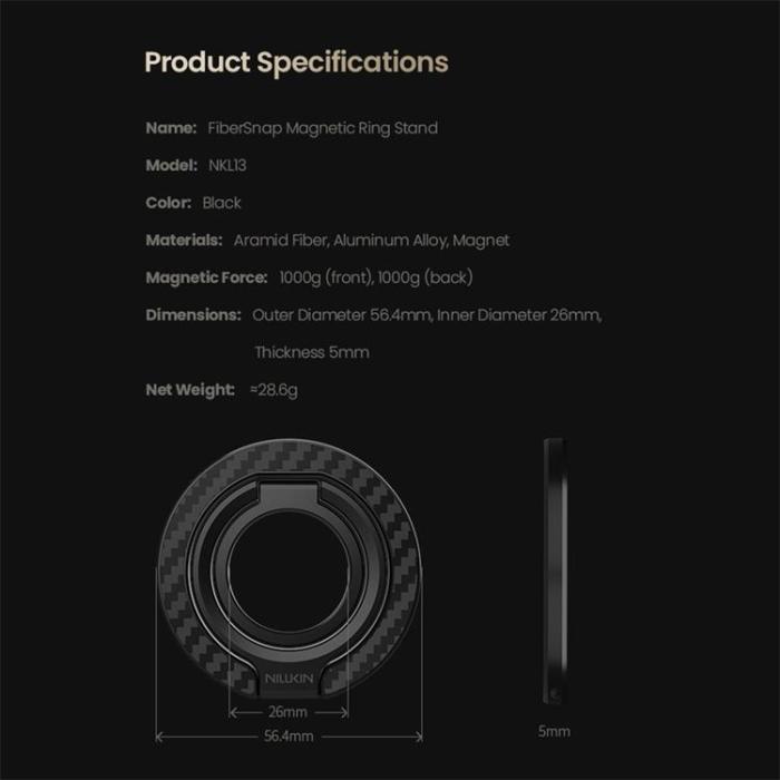Nillkin - NILLKIN Magnetisk Ringhållare Kickstand Aramid Fiber Aluminiumhållare