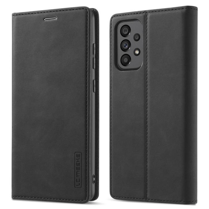 LC.imeeke - LC.IMEEKE Style Konstläder Plånboksfodral Samsung Galaxy A73 5G - Svart