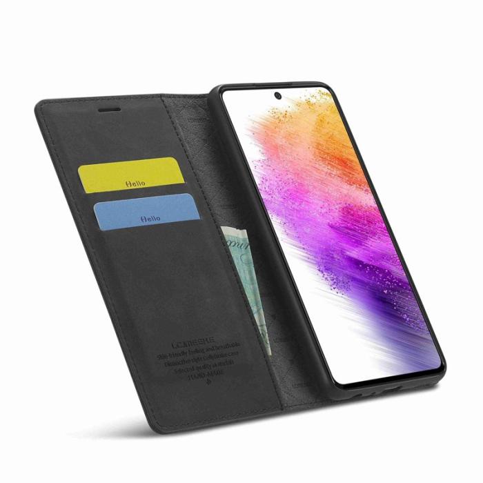 LC.imeeke - LC.IMEEKE Style Konstläder Plånboksfodral Samsung Galaxy A73 5G - Svart